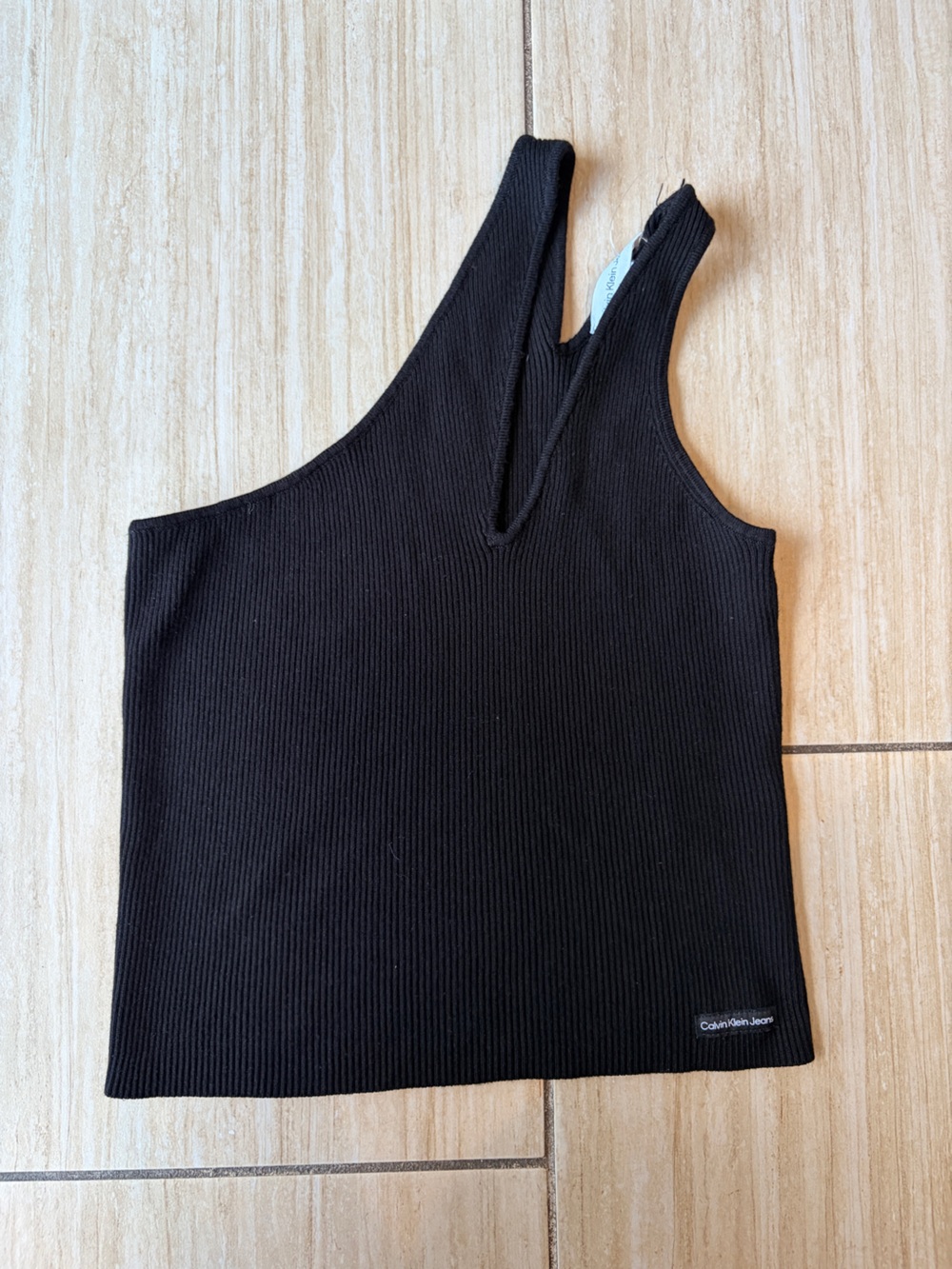 Calvin Klein Jeans Black Rib-Knit High-Neck Tank